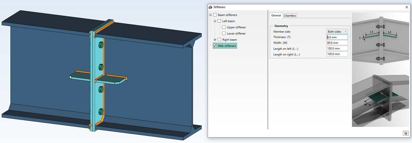 Apex haunch model with web stiffeners enabled